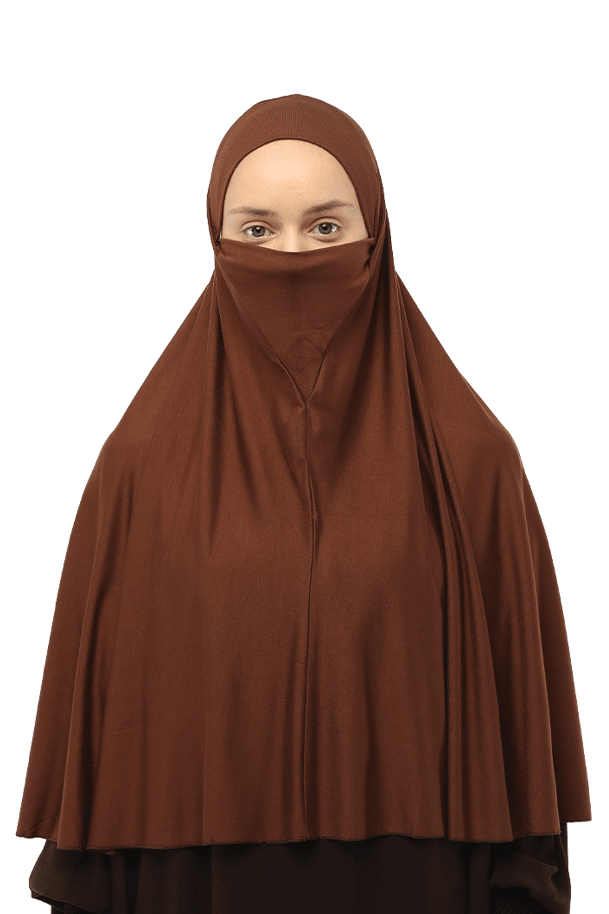 Instant Practical Niqab Hijab - Prayer Hijab - Chocolate