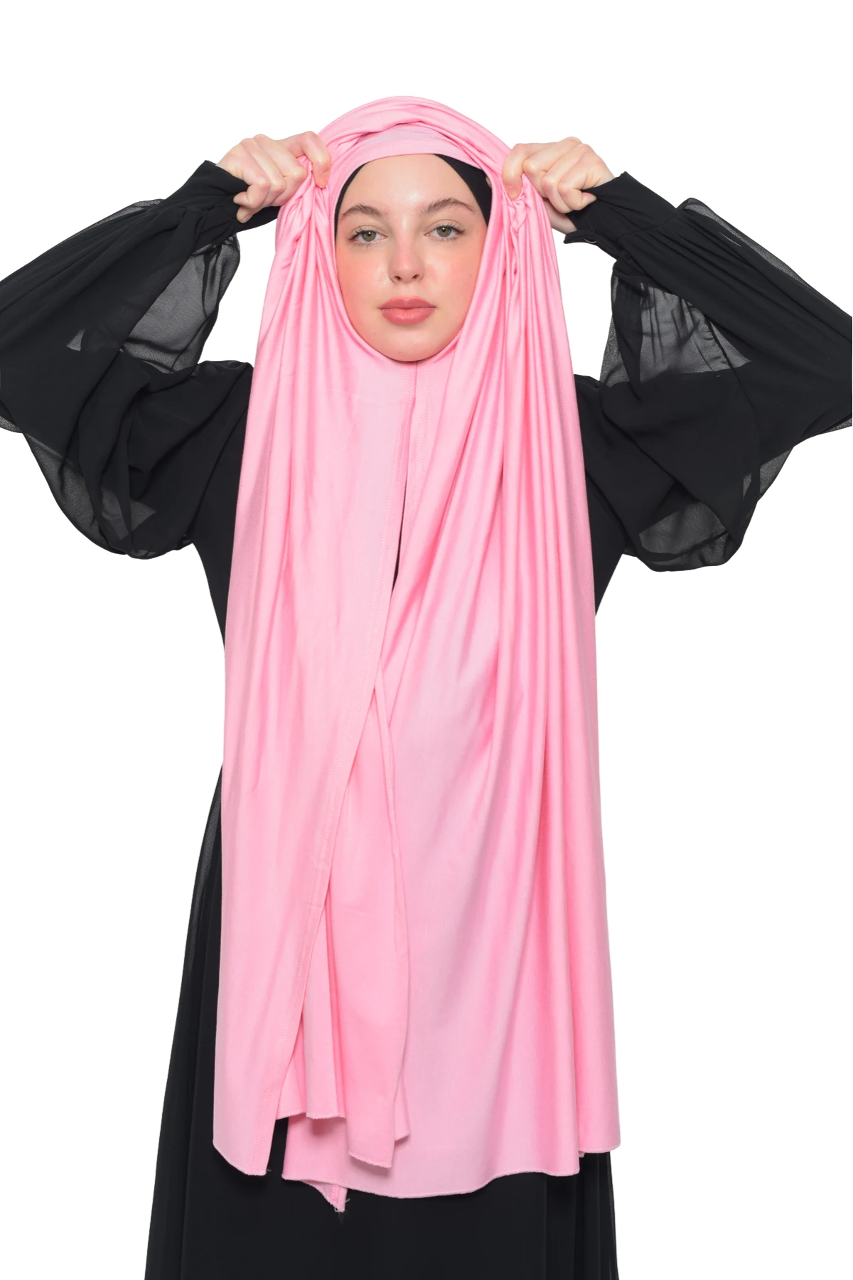 Hazır Pratik Geçmeli Lüks Organik Düz Penye Şal Eşit Hizalı