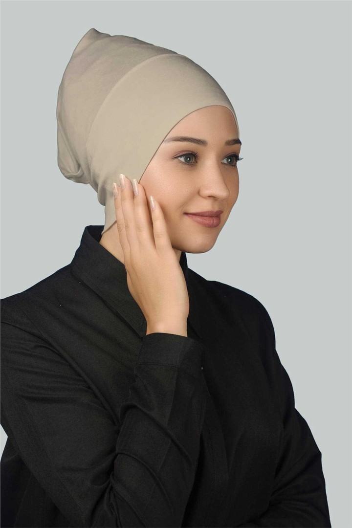 Instant Practical Snap-On Long Hijab Bonnet - Sand Beige