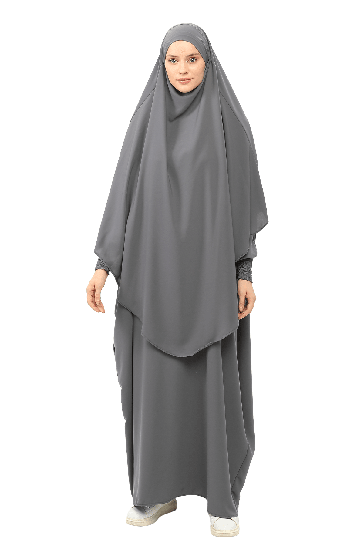 Sultanbaş Nikaplı Çarşaf Cilbab Khimar Abaya Kolu Lastikli Hakim Yaka Peçeli Ferace Medine İpek