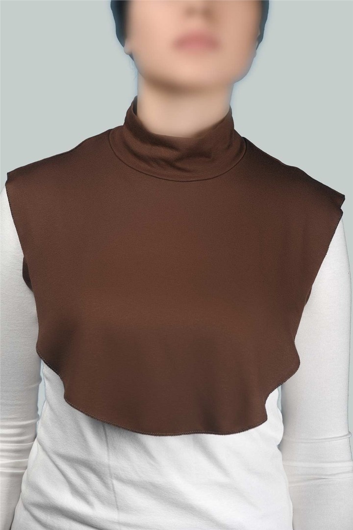 Straight Turtleneck Neck Combed Hijab Collar - Comfortable and Practical - Chocolate