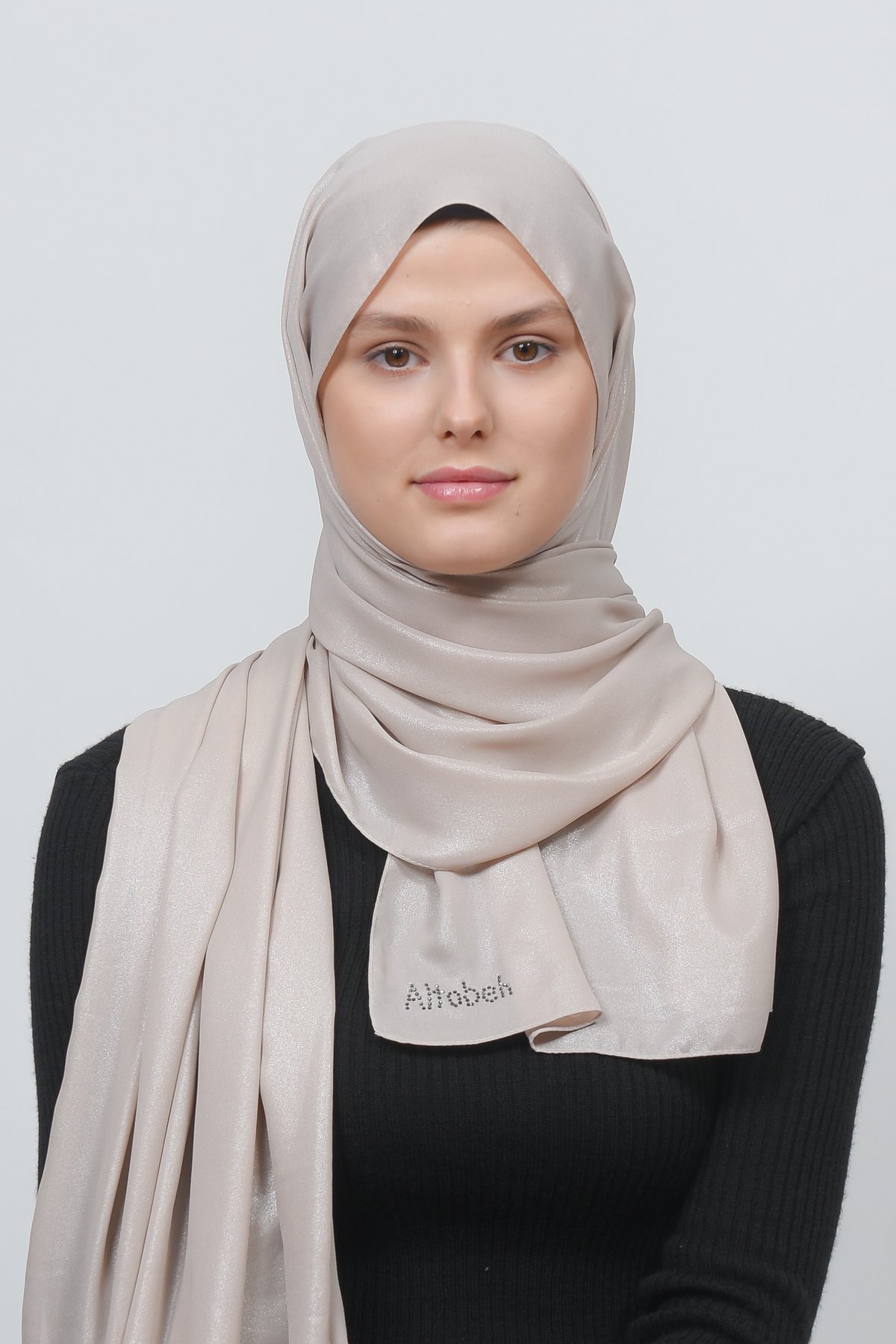 Glittery Chiffon Shawl Hijab - Elegant Evening Wear - Dark Cream