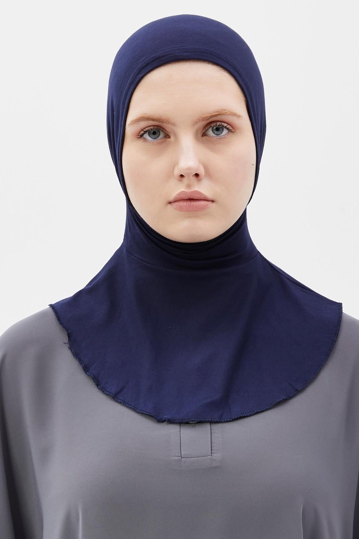 Instant Hijab Scarf with Neck Collar - Navy Blue