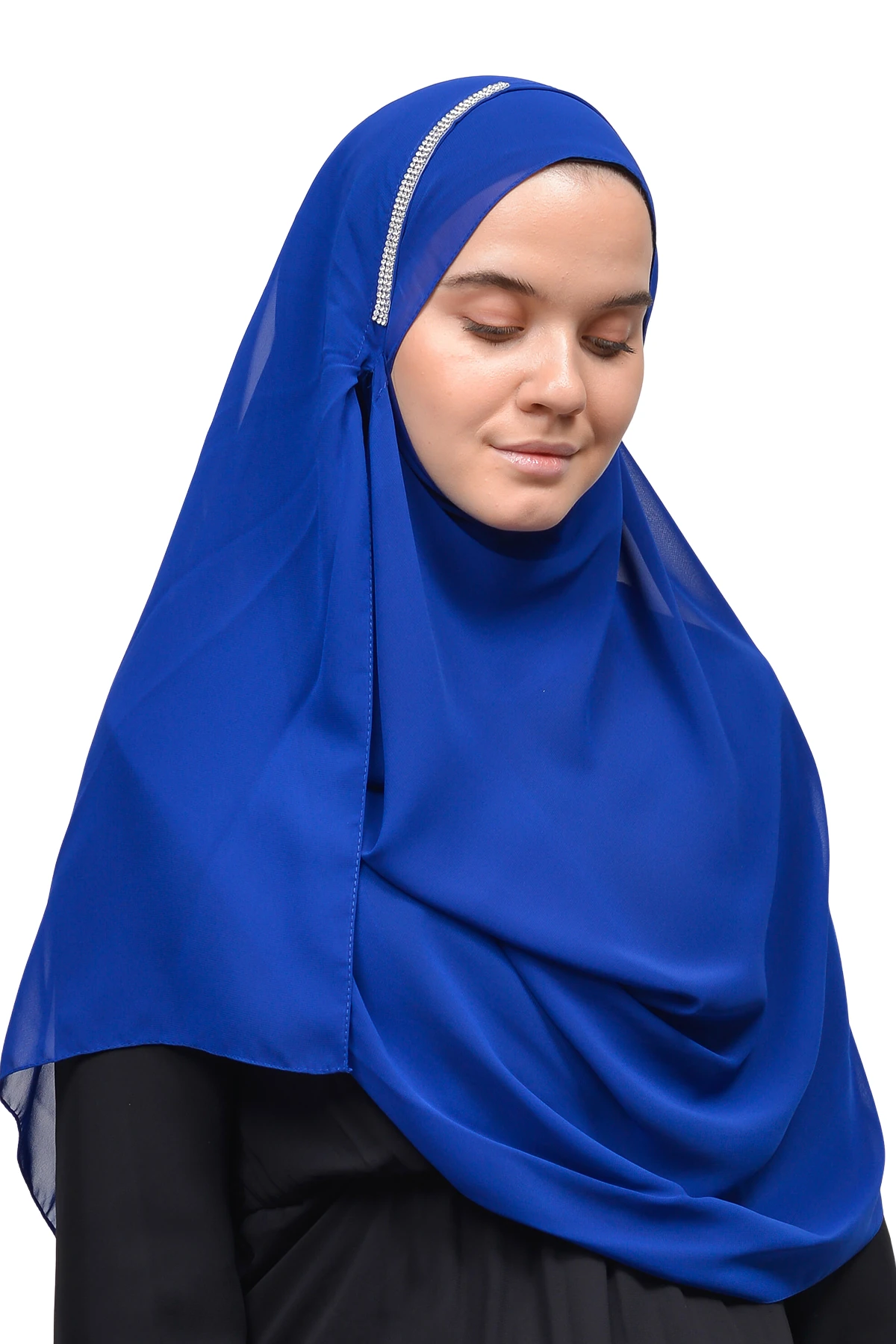 Hazır Pratik Taşlı Malezya Tesettür Şifon Şal