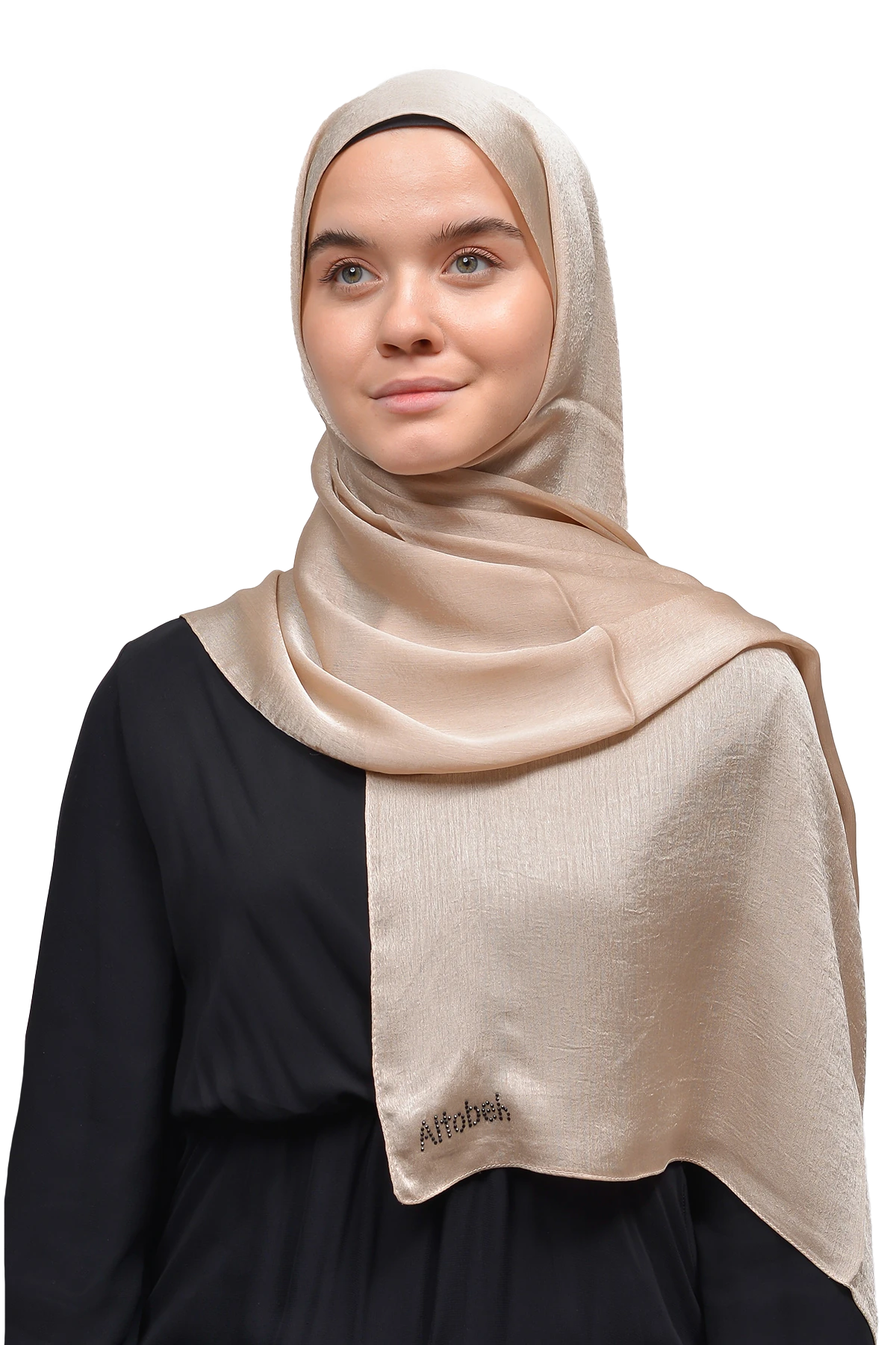 Janjan Parlak Saten Dokulu Tesettür Abiye Şifon Şal