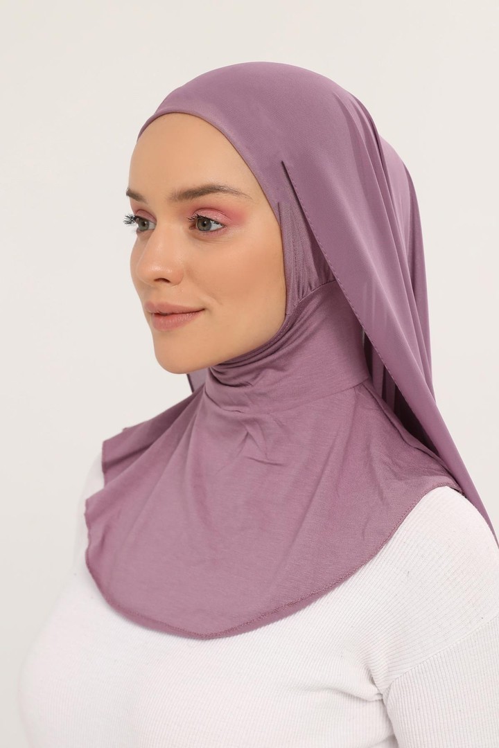 Ready-to-Wear Chiffon Shawl with Bonnet - Lilght Maroon