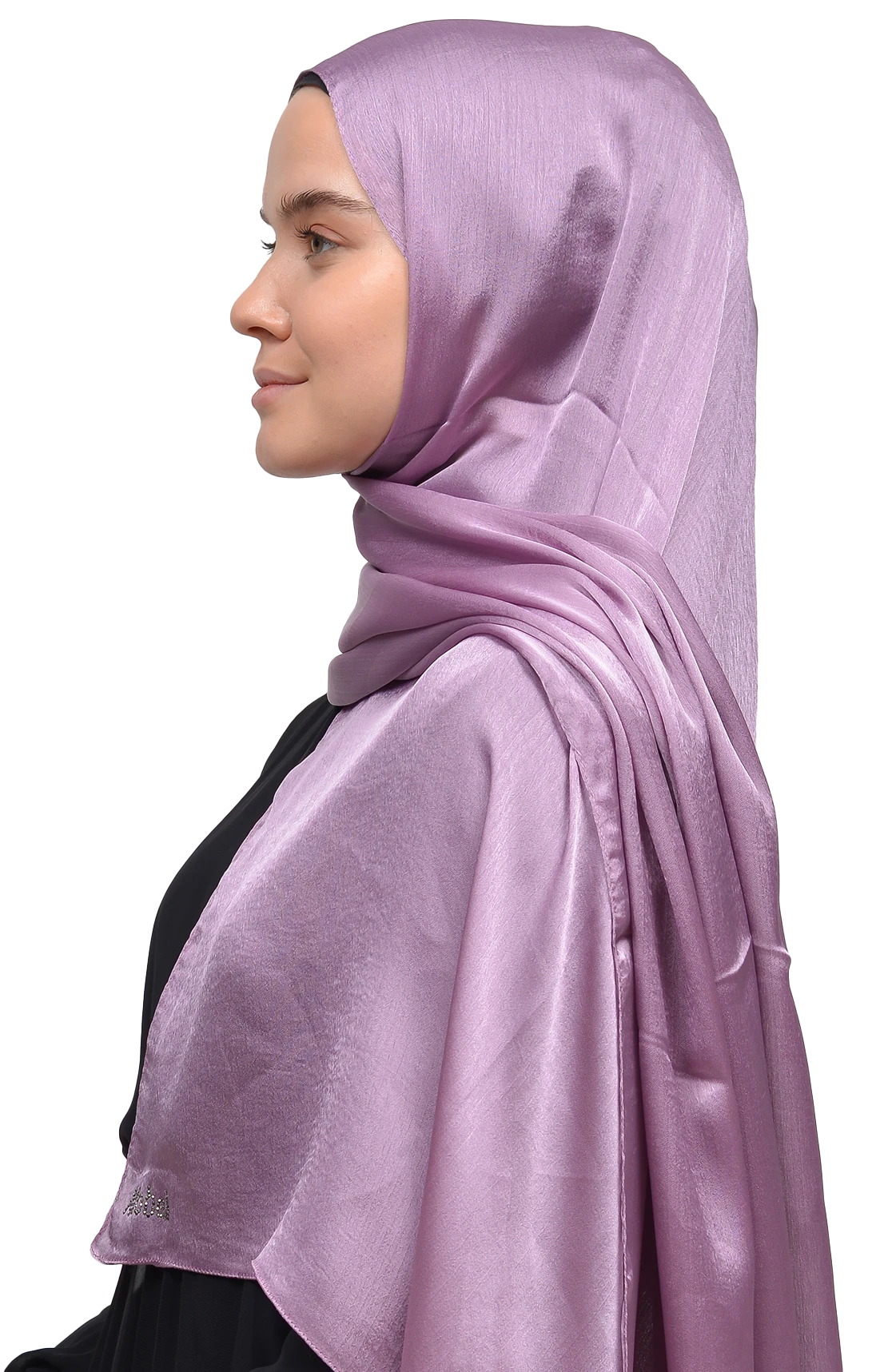 Janjan Parlak Saten Dokulu Tesettür Abiye Şifon Şal