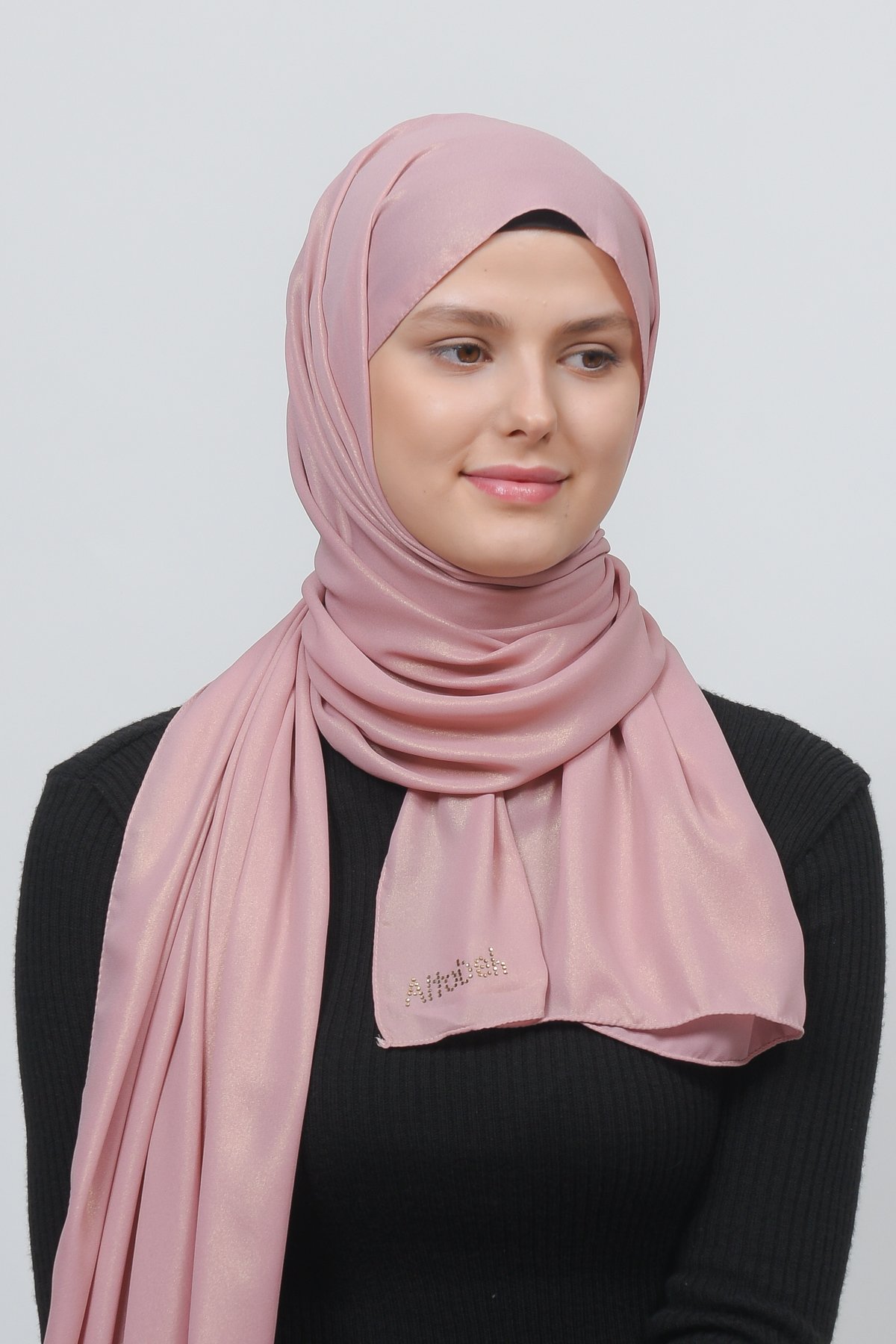 Glittery Chiffon Shawl Hijab - Elegant Evening Wear - Dark Pink