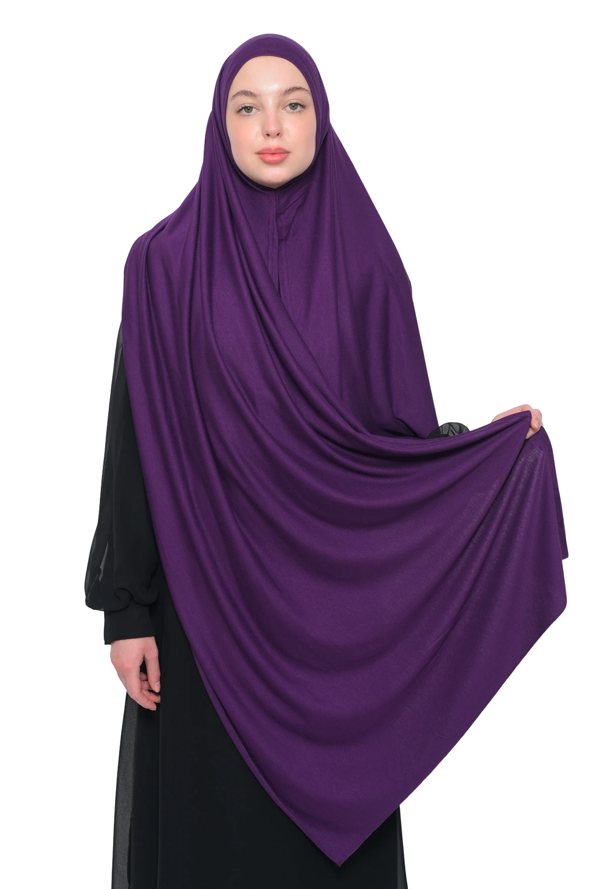 Hazır Pratik Geçmeli Lüks Organik Düz Penye Şal Çapraz Hizalı