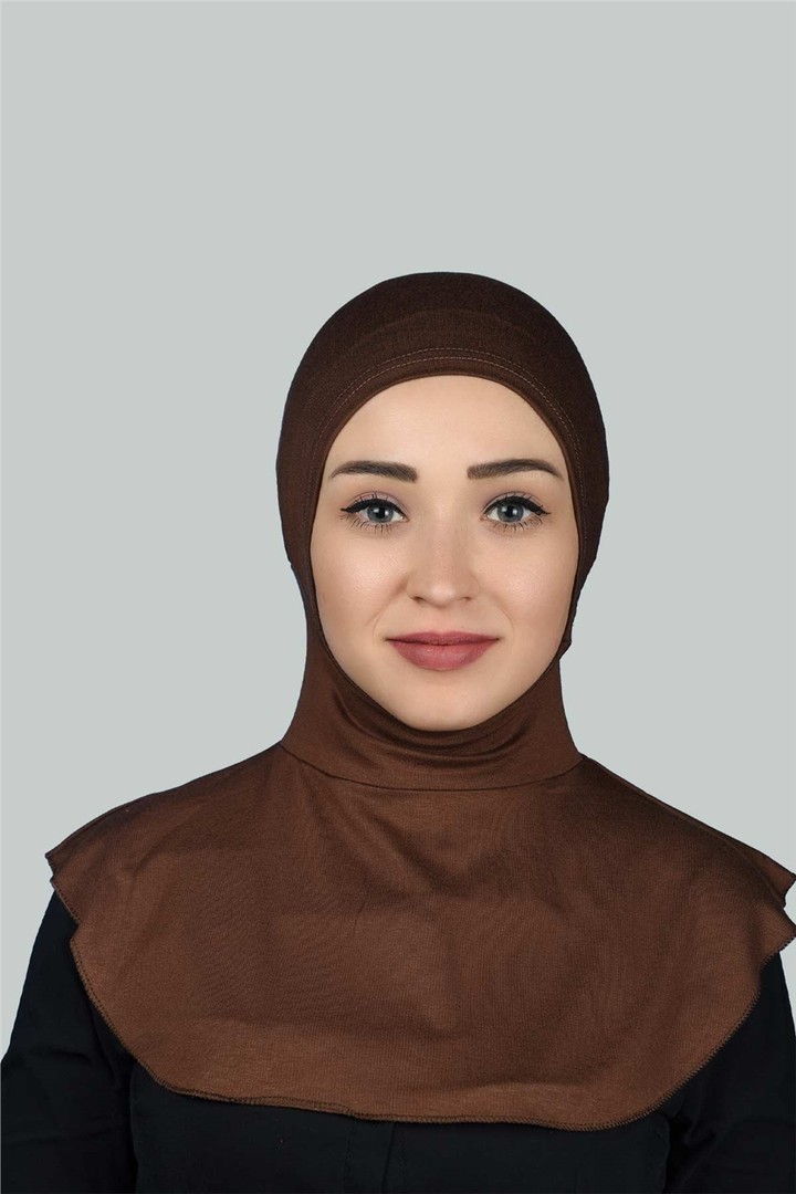 Instant Hijab Scarf with Neck Collar - Chocolate