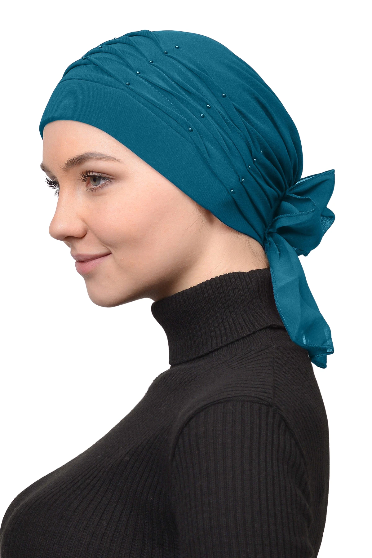 Pileli İncili Nervür Tesettür Bone