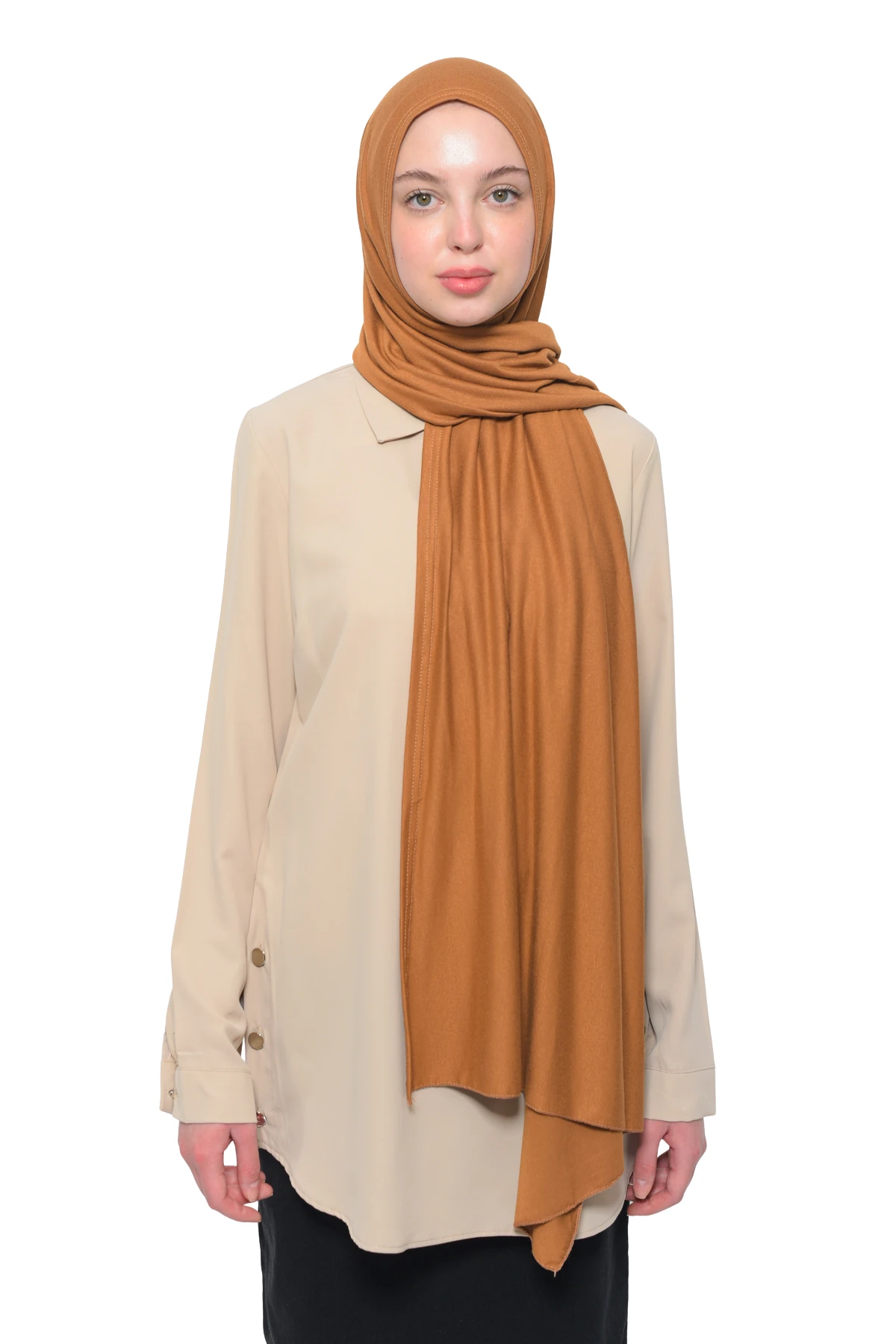 Hazır Pratik Geçmeli Lüks Organik Düz Penye Şal Eşit Hizalı