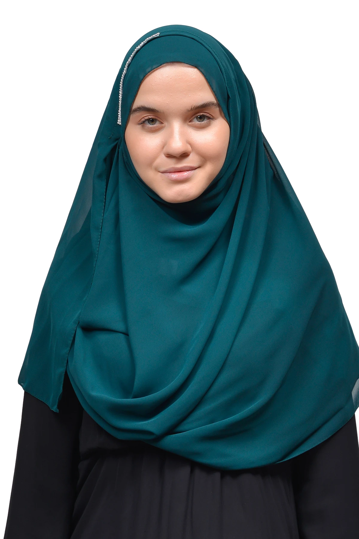 Hazır Pratik Taşlı Malezya Tesettür Şifon Şal