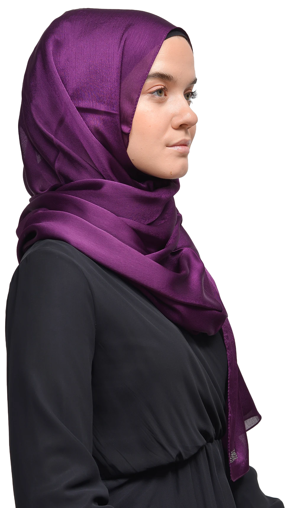 Janjan Parlak Saten Dokulu Tesettür Abiye Şifon Şal