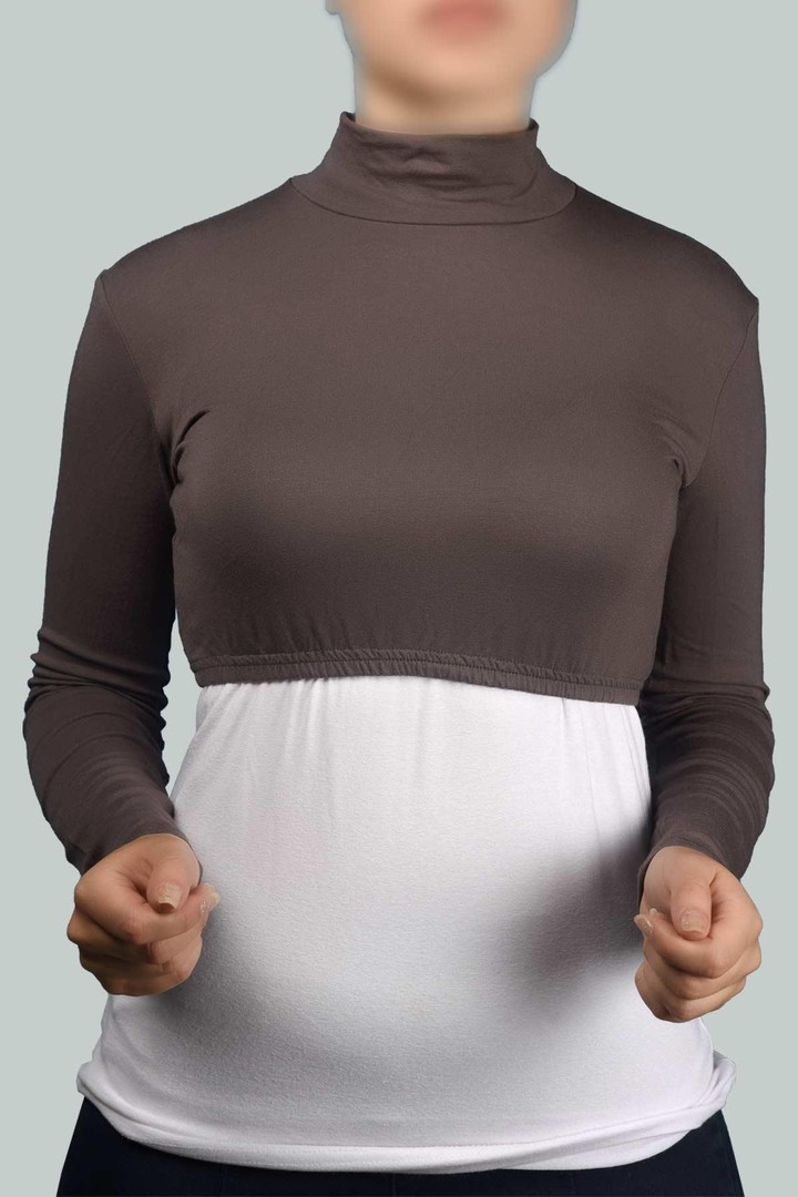 Long Sleeve Turtleneck Top - Dark Mink