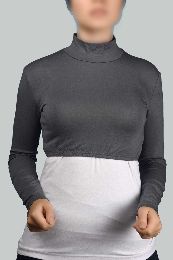 Long Sleeve Turtleneck Top - Smoke