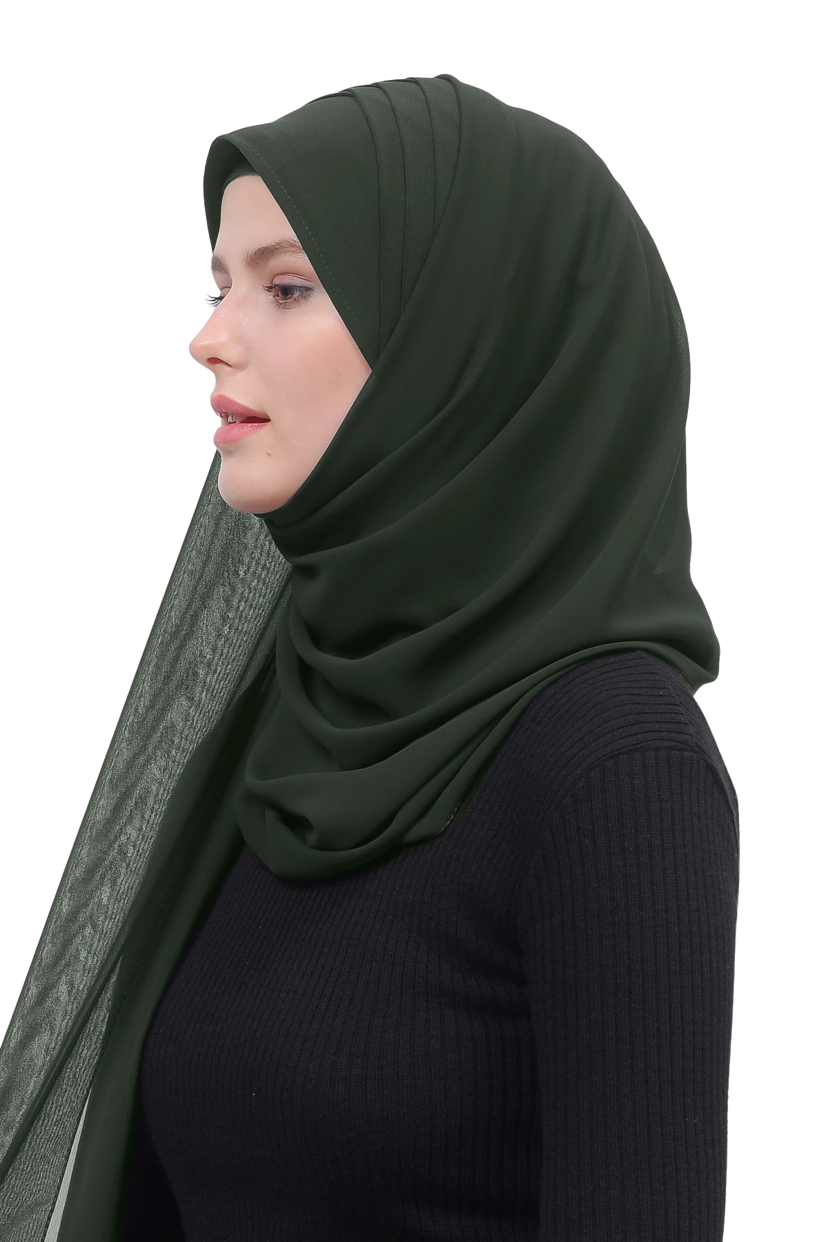 Pileli Çapraz Tela Bantlı Pratik Tesettür Şifon Şal
