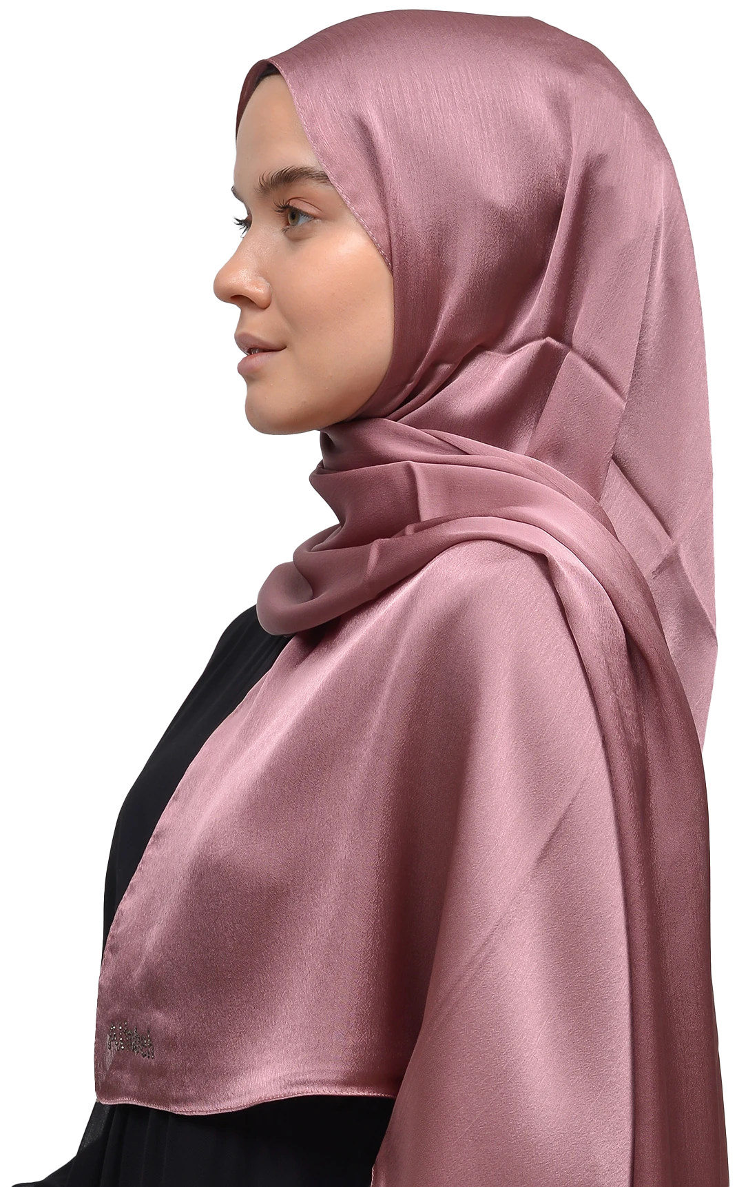 Janjan Parlak Saten Dokulu Tesettür Abiye Şifon Şal