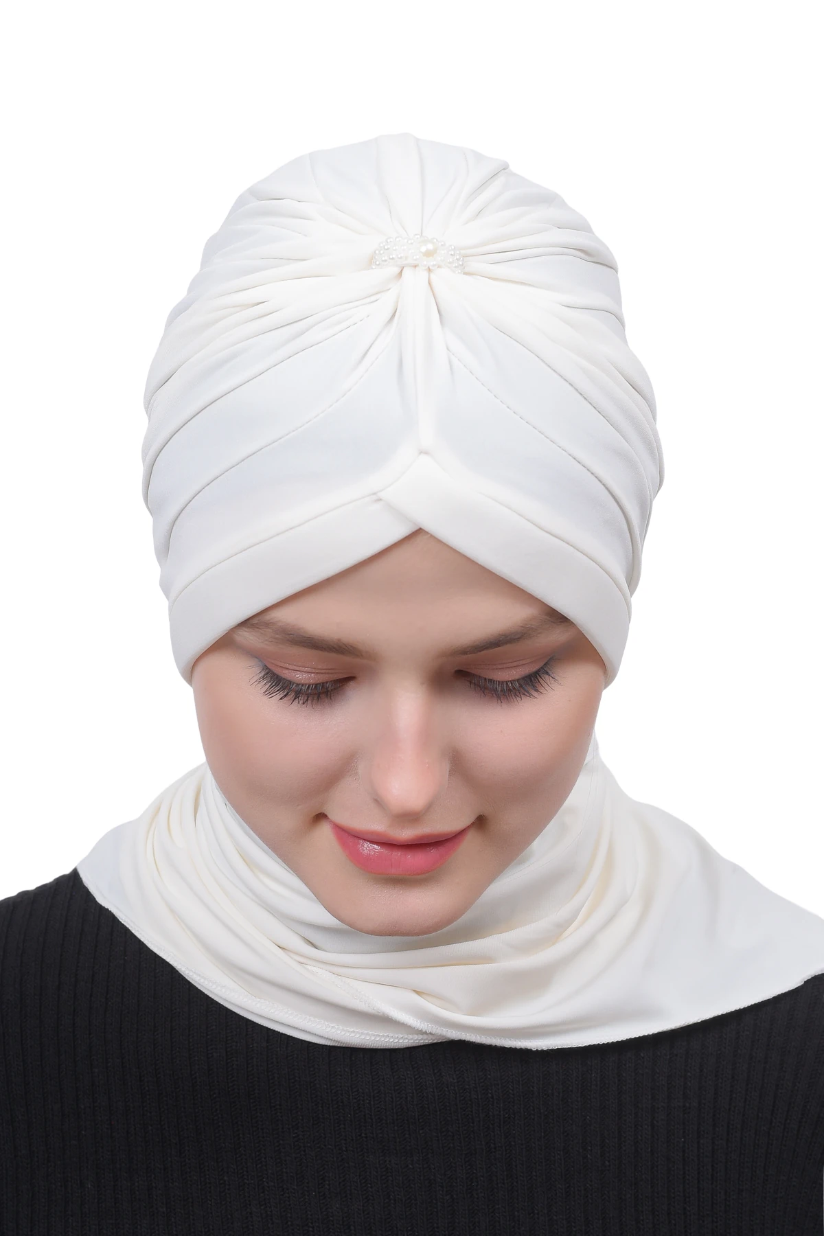 İnci Taçlı Atkılı Tesettür Bone