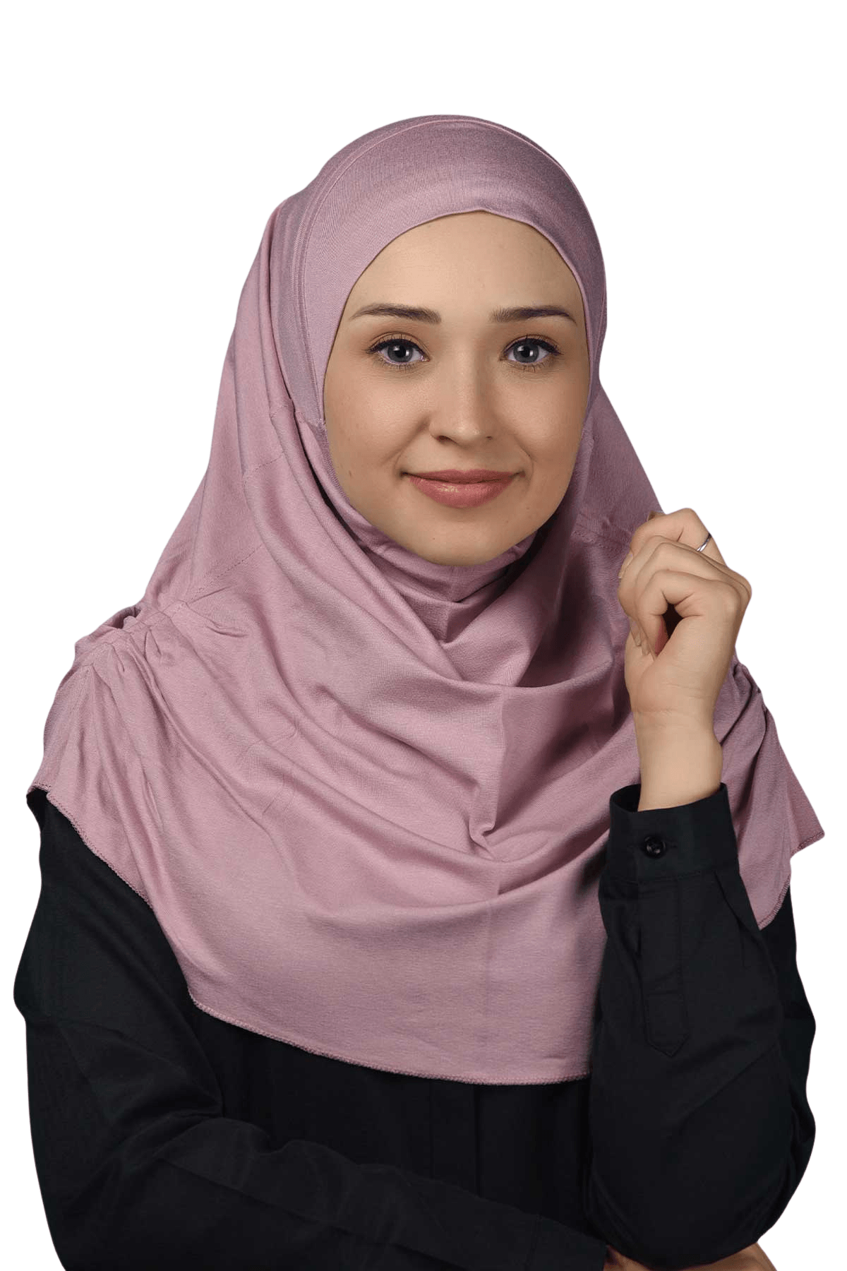 Hazır Türban Büzgülü Pileli Pratik Eşarp Tesettür Hijab - Namaz Örtüsü - Koyu Pembe