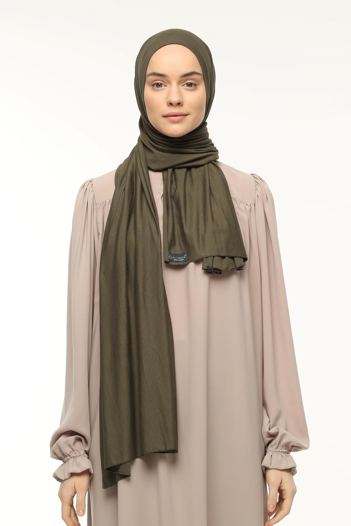 Cotton Jersey Shawl Hijab - Soft & Stretchy  - Army Green