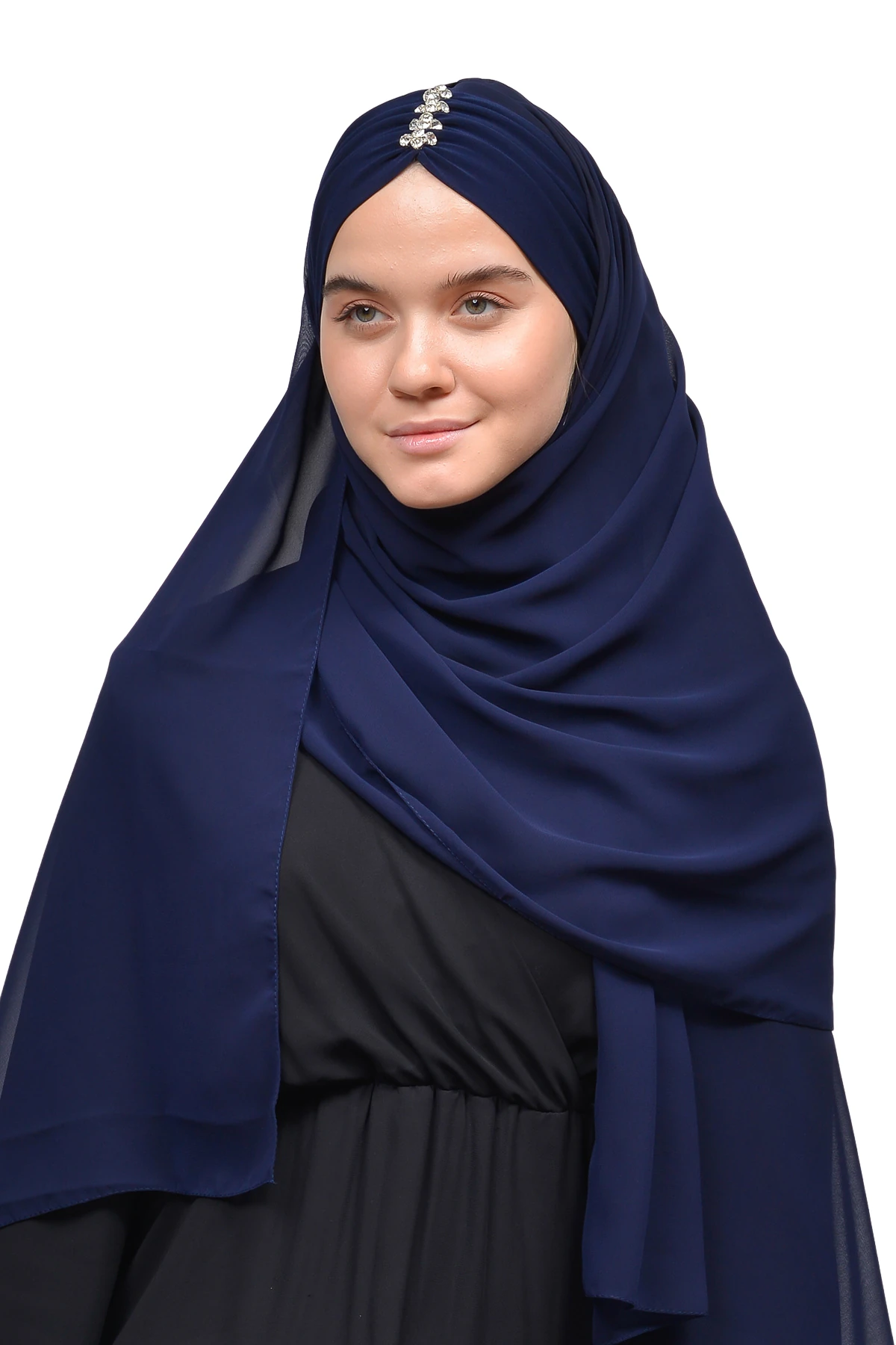 Zarif Taşlı Drapeli Hazır Pratik Şifon Tesettür Şal