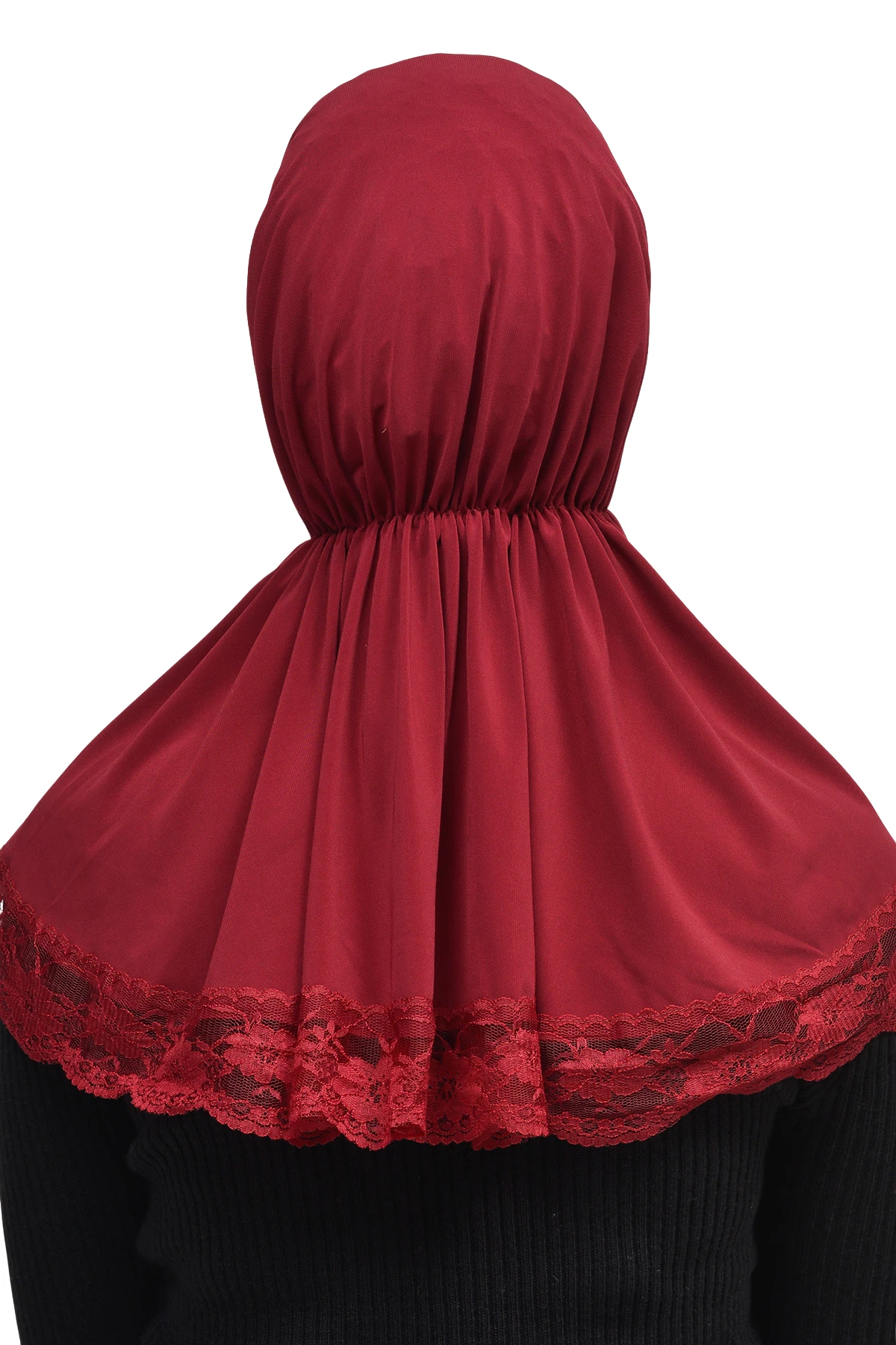 Dantelli Lastik Büzgülü Tela Bantlı Çıtçıtlı Hazır Türban Pratik Eşarp