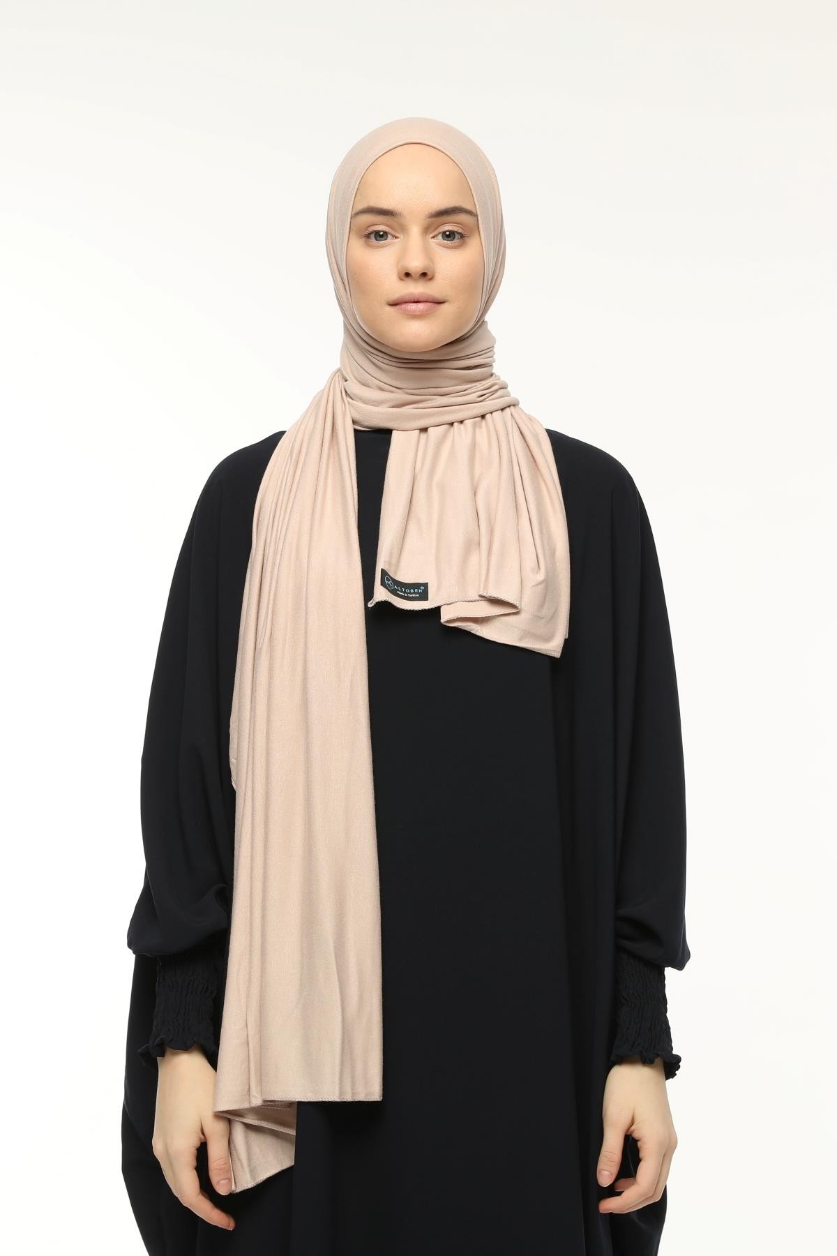 Cotton Jersey Shawl Hijab - Soft & Stretchy  - Powder Beige