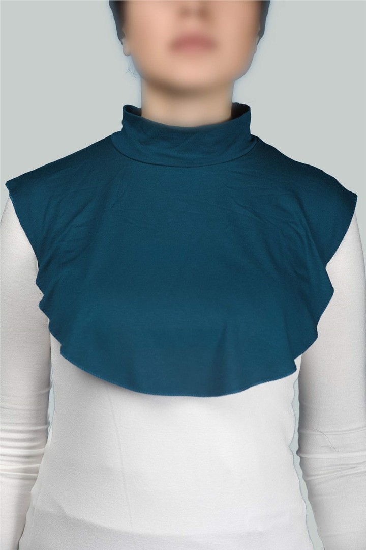 Straight Turtleneck Neck Combed Hijab Collar - Comfortable and Practical - Petrol