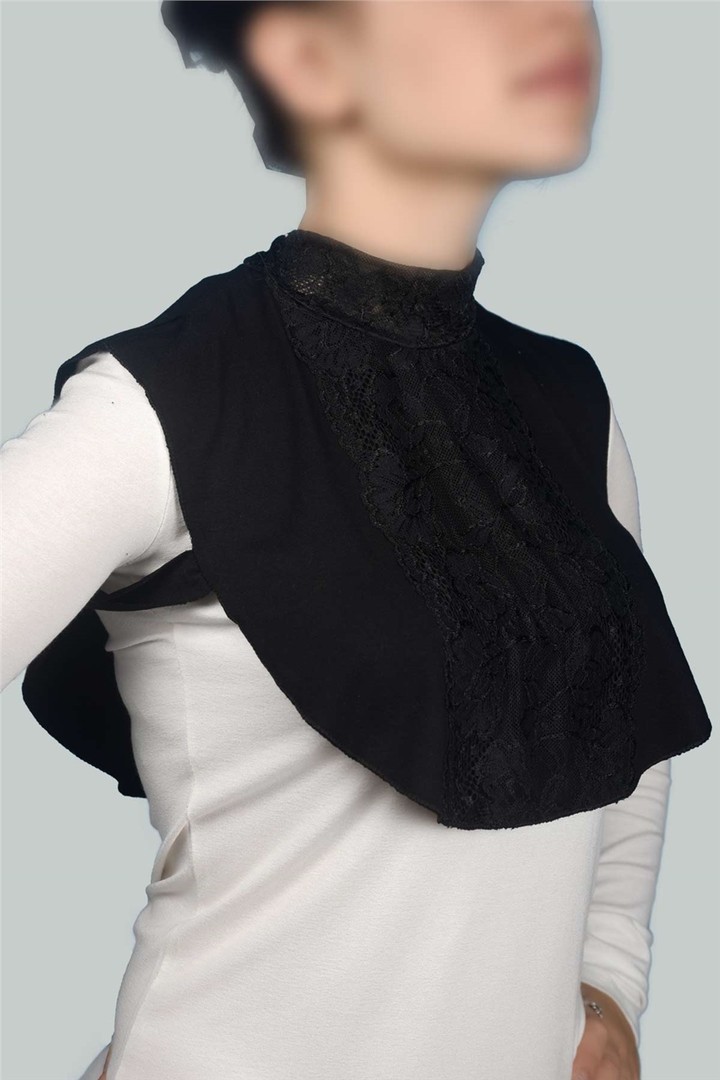 Combed Cotton Hijab Lace Circle Neck Collar 