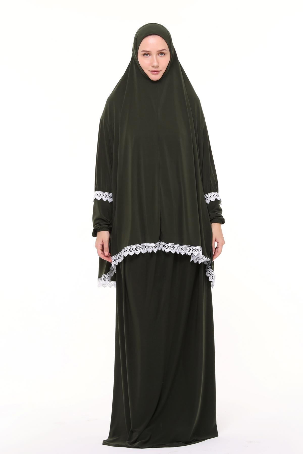 Women's Two-Piece Prayer Dress with Lace Sleeves