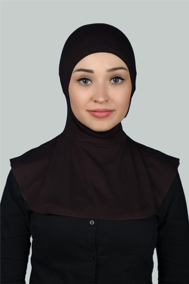 Instant Hijab Scarf with Neck Collar - Dark Brown