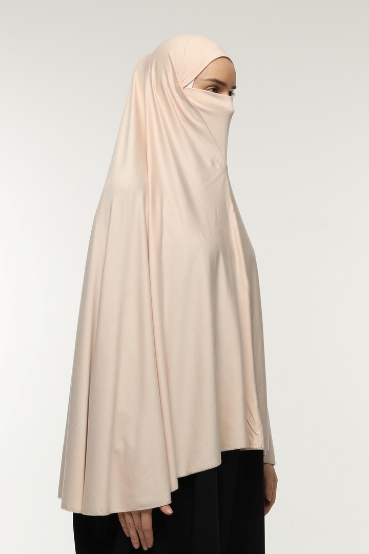 Hazır Türban Peçeli Pratik Eşarp Tesettür Nikaplı Hijab - Namaz Örtüsü Sufle (5XL)