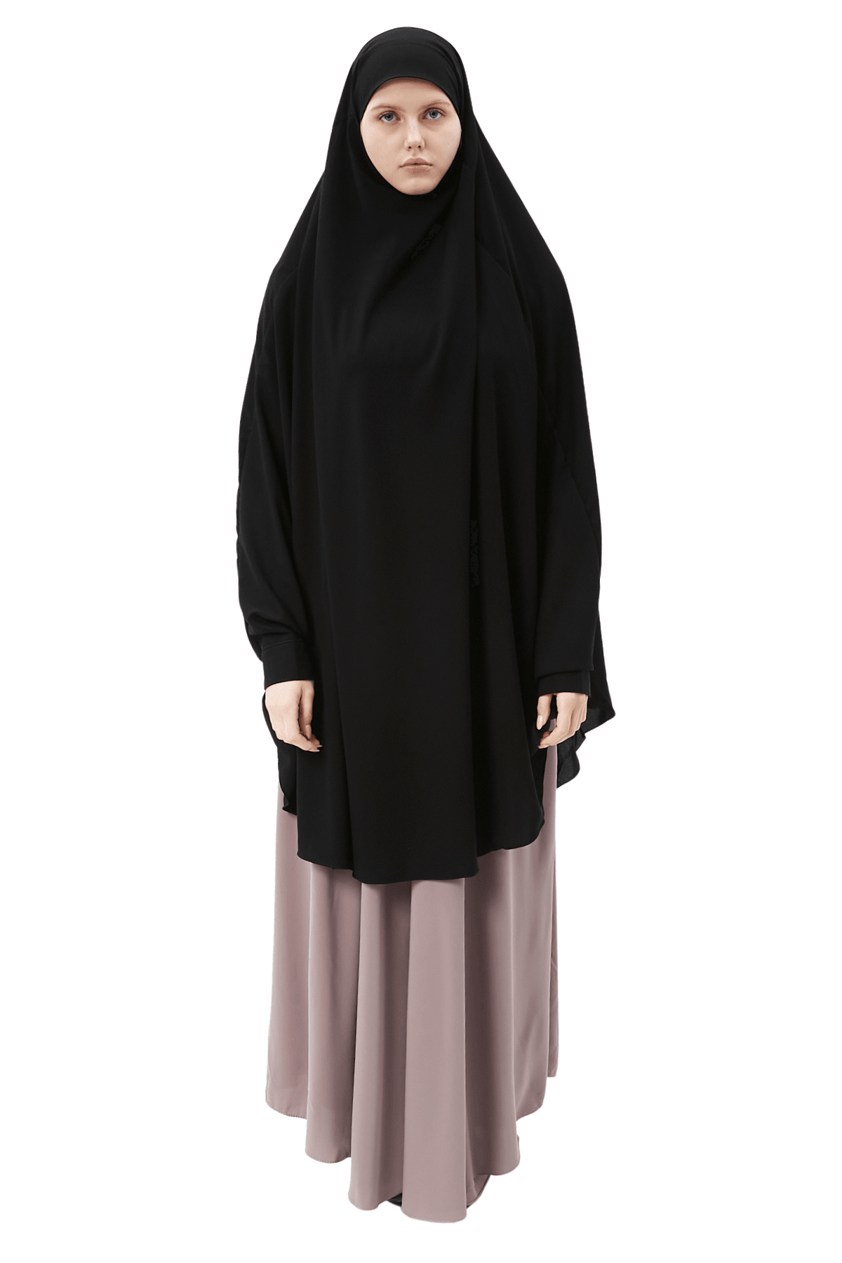 Kadın Tesettür Medine İpeği Çarşaf Üstü Peçeli Sufle Hijab