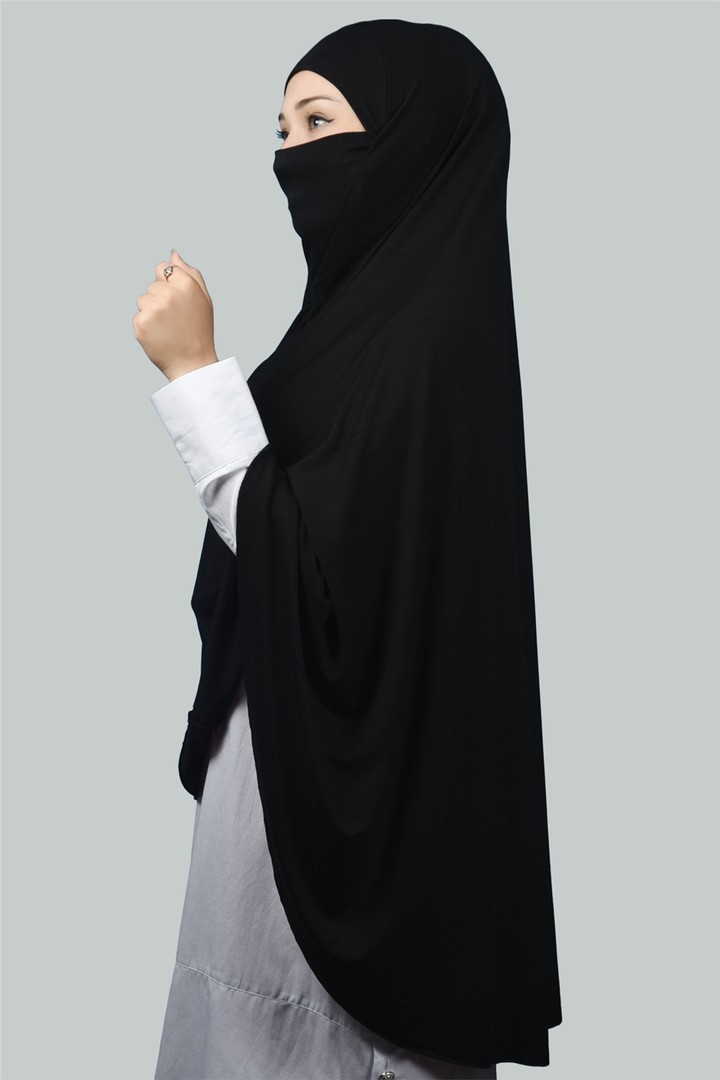 Hazır Türban Peçeli Pratik Eşarp Tesettür Nikaplı Hijab - Namaz Örtüsü Sufle (5XL)