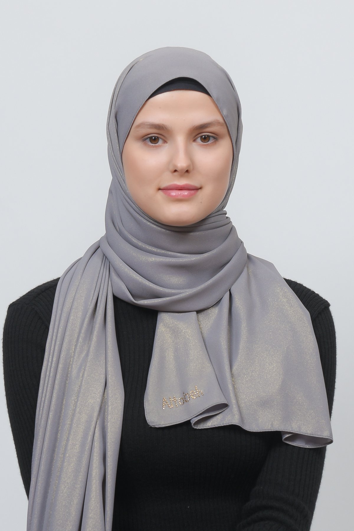 Glittery Chiffon Shawl Hijab - Elegant Evening Wear - Silver