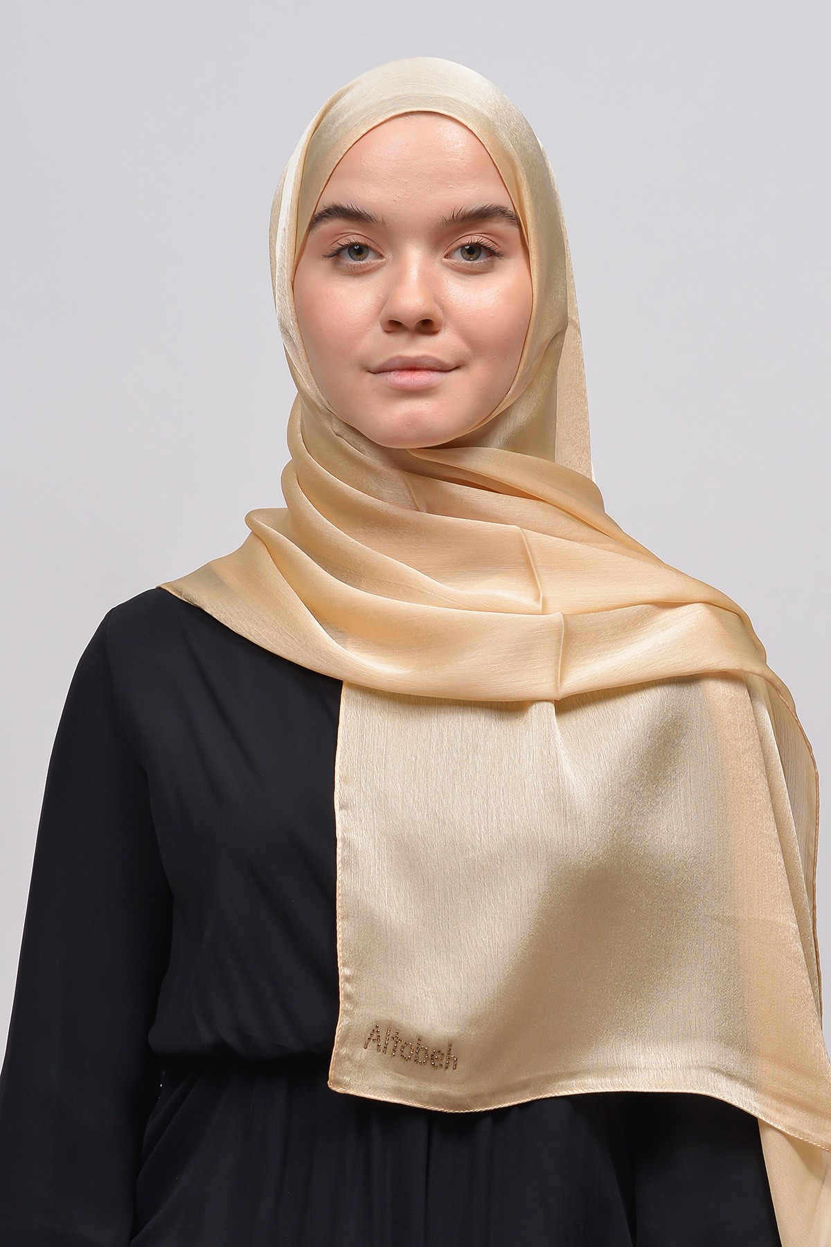 Satin Chiffon Shawl - Luxurious & Evening Elegance  - Gold