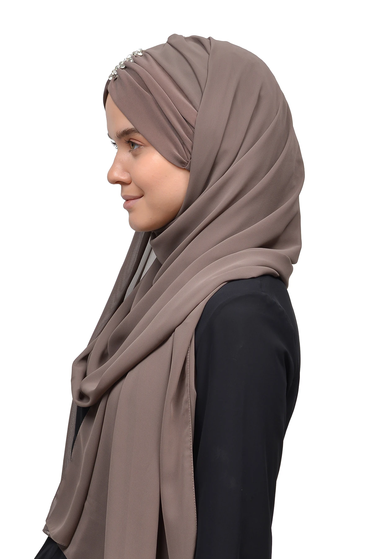 Zarif Taşlı Drapeli Hazır Pratik Şifon Tesettür Şal
