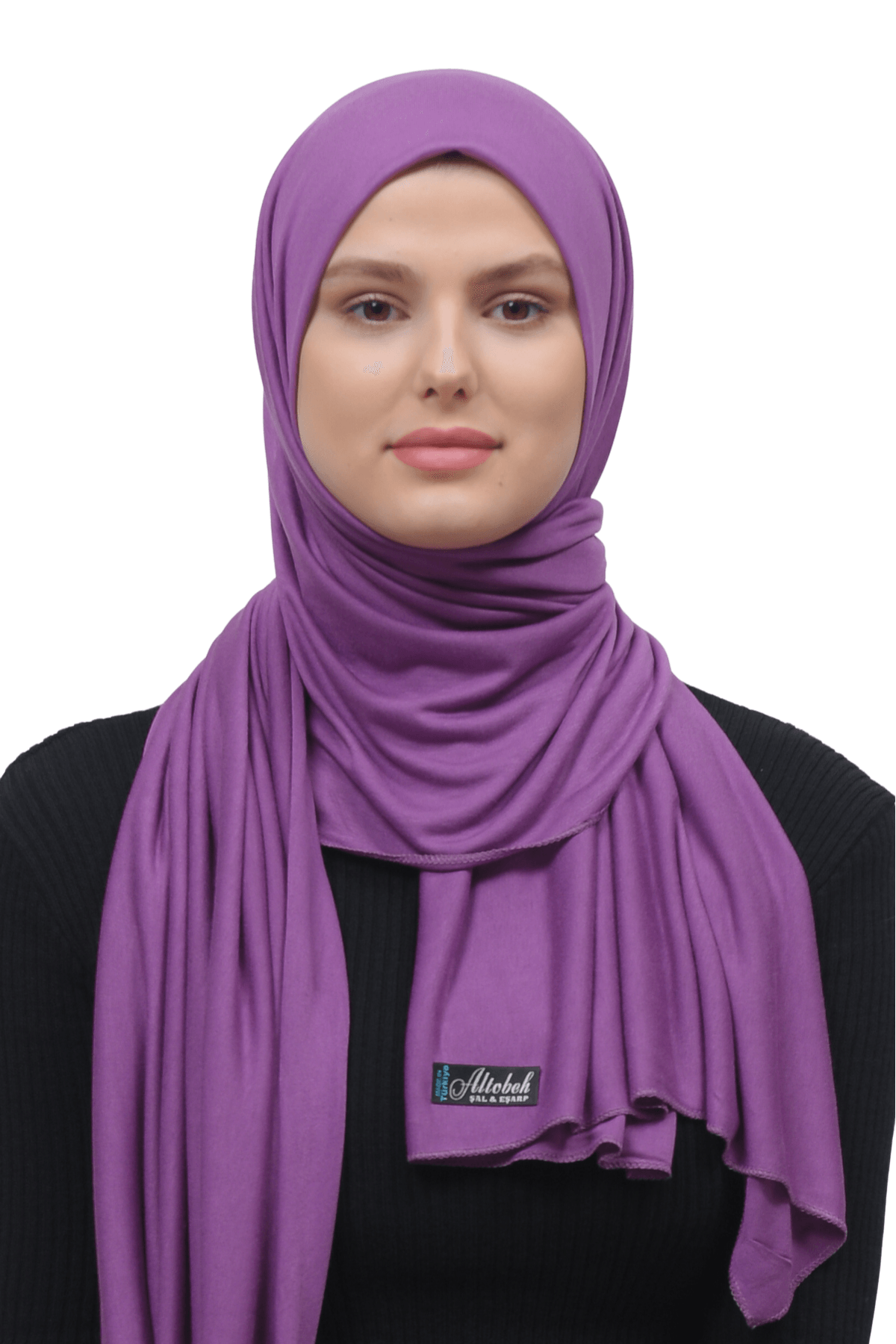 Cotton Jersey Shawl Hijab - Soft & Stretchy  - Purple