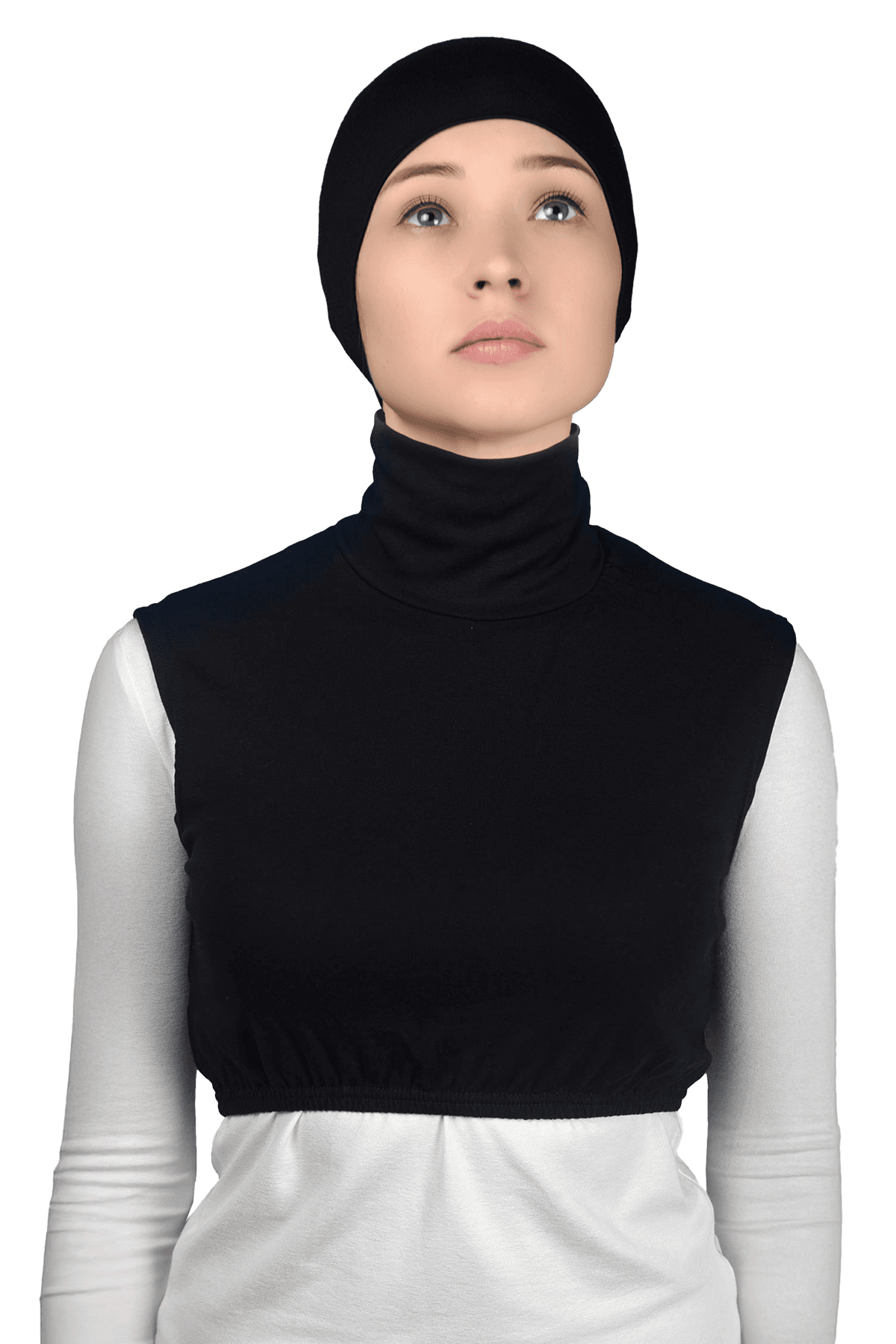 Sıfır Kol Balıkçı Yaka Tam Boğazlı Likralı Penye Kadın Yarım Body