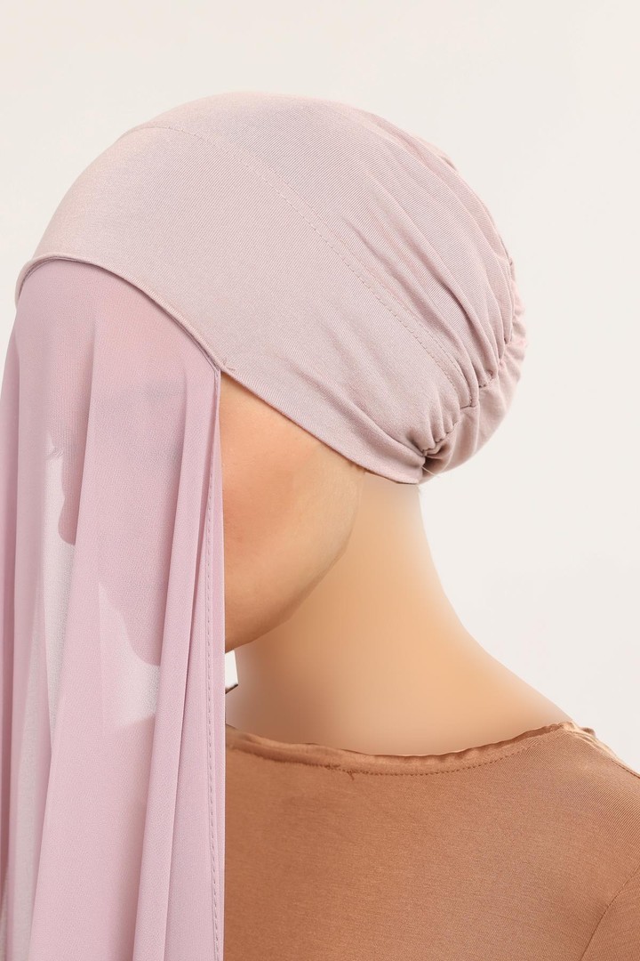 Practical Bonnet and Chiffon Shawl Set - Powder