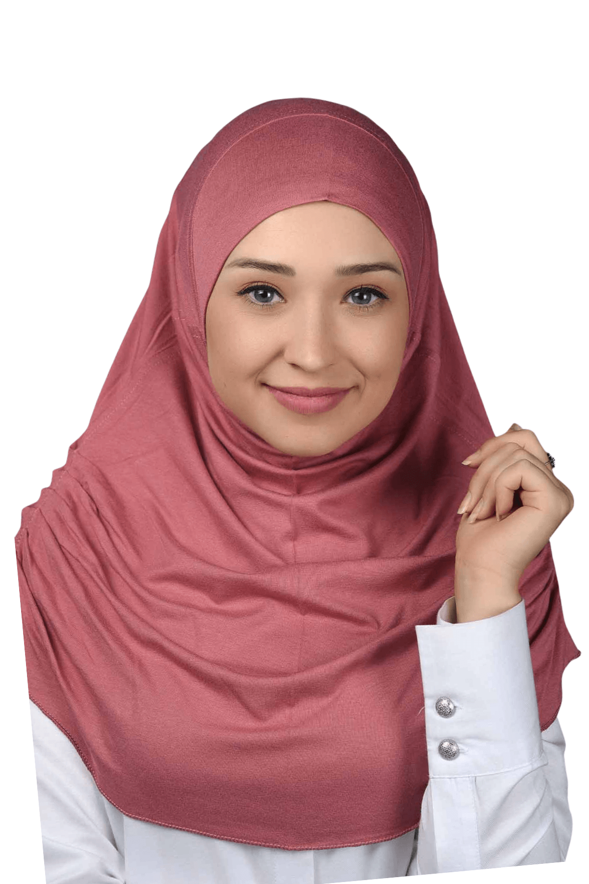 Hazır Türban Büzgülü Pileli Pratik Eşarp Tesettür Hijab - Namaz Örtüsü - Gül Kurusu