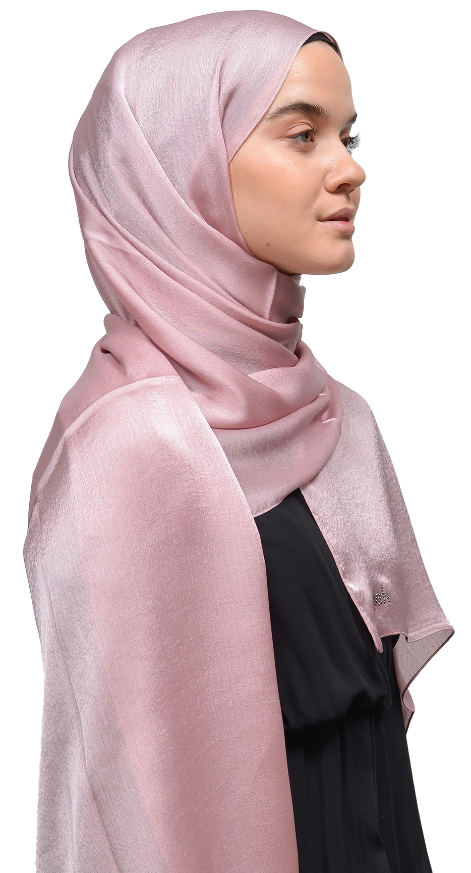 Janjan Parlak Saten Dokulu Tesettür Abiye Şifon Şal