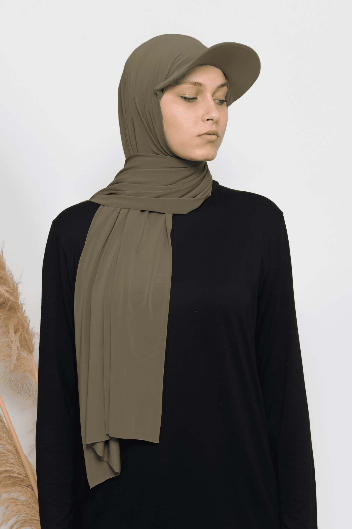 Practical Sandy Fabric Scarf with Cap