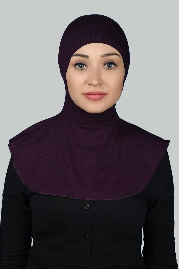 Instant Hijab Scarf with Neck Collar - Plum