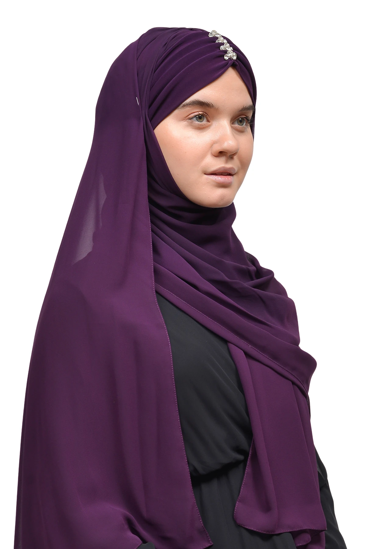 Zarif Taşlı Drapeli Hazır Pratik Şifon Tesettür Şal