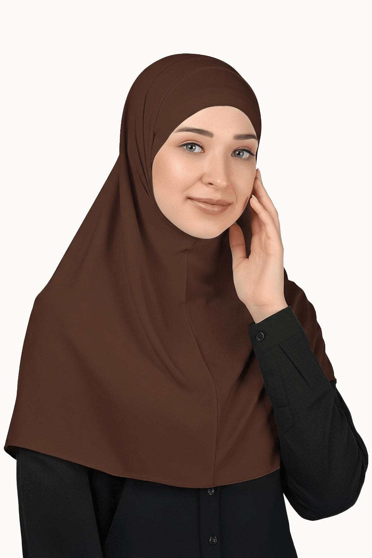 İkili Set Pratik Eşarp Hazır Türban ve Hijab Tesettür Bonesi - Koyu Çikolata