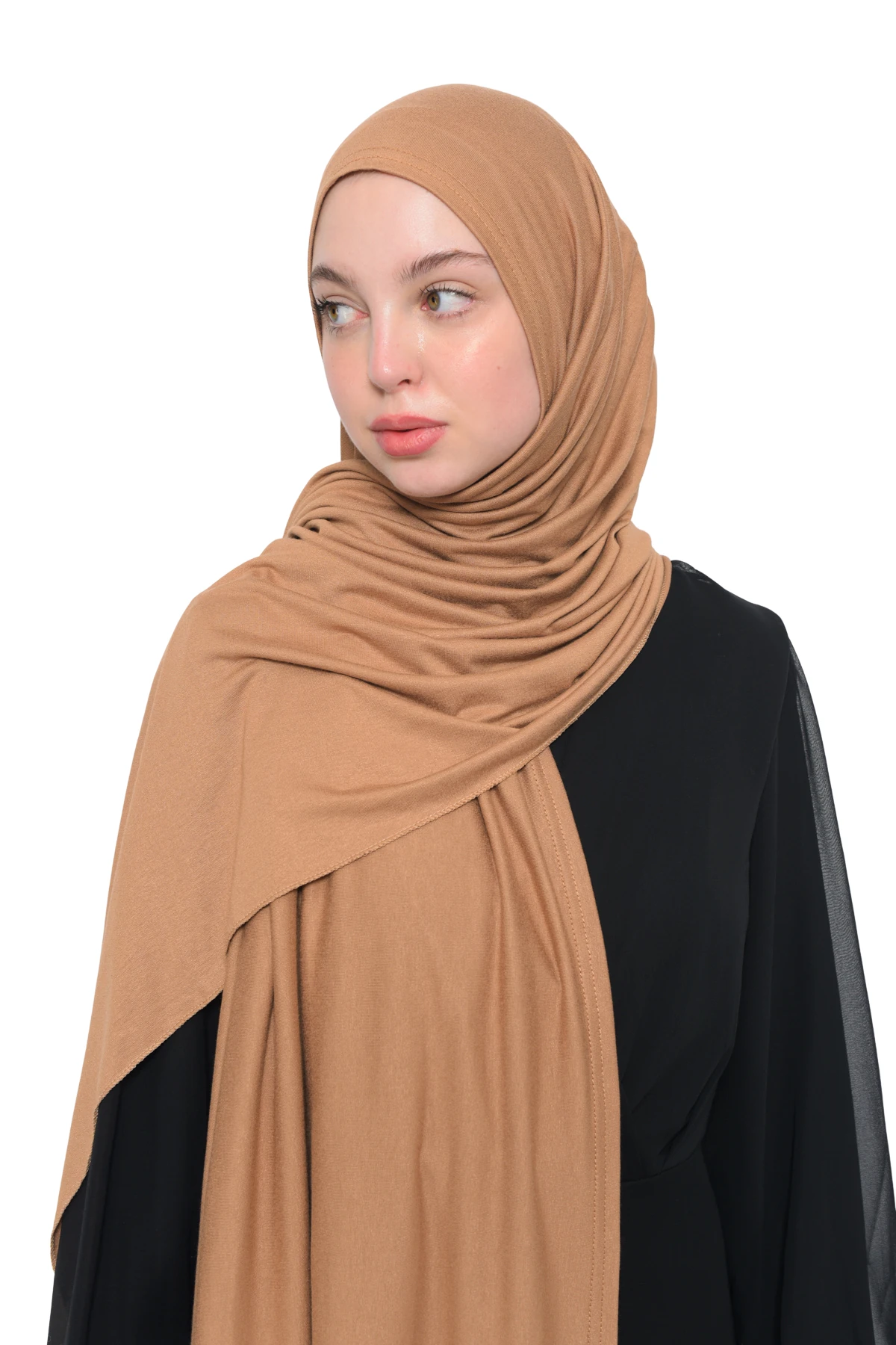 Hazır Pratik Geçmeli Lüks Organik Düz Penye Şal Eşit Hizalı