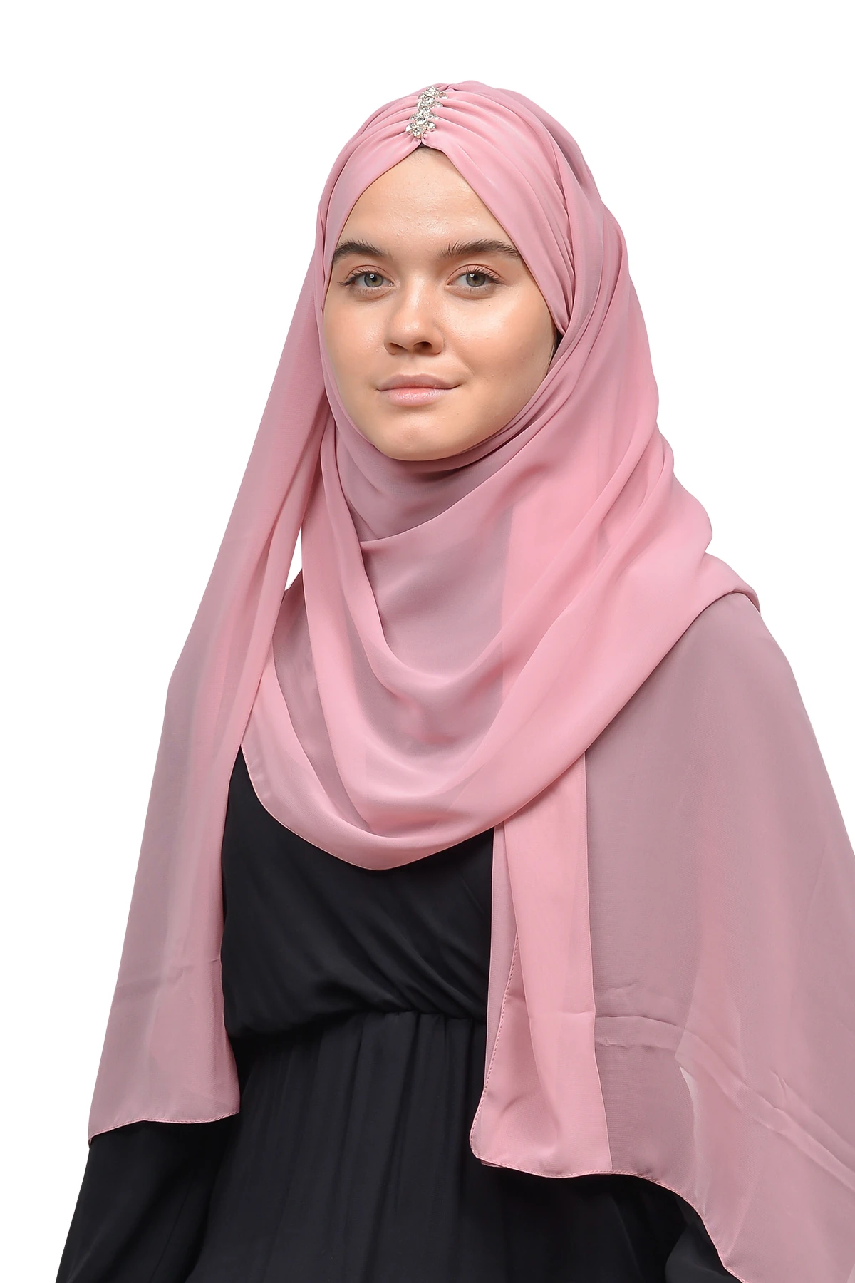 Zarif Taşlı Drapeli Hazır Pratik Şifon Tesettür Şal