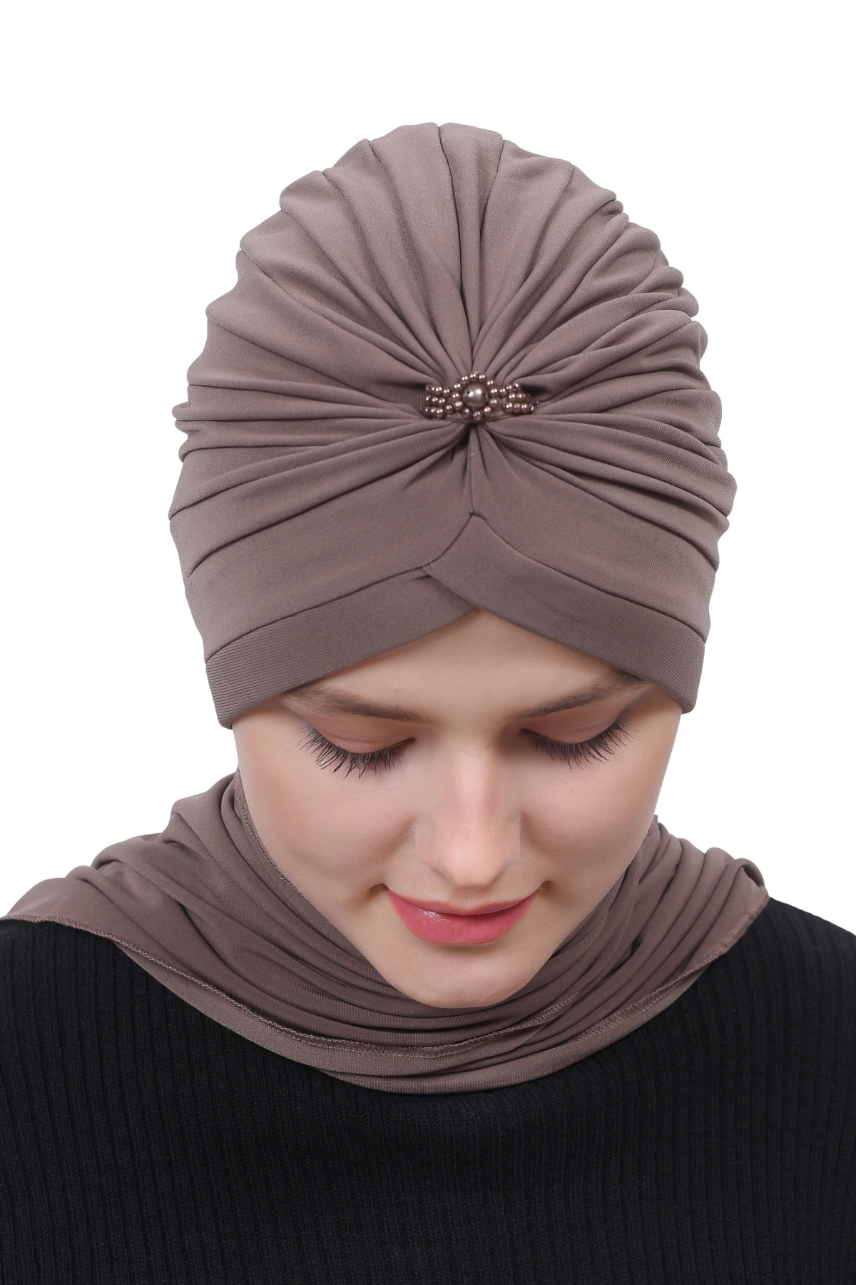 İnci Taçlı Atkılı Tesettür Bone